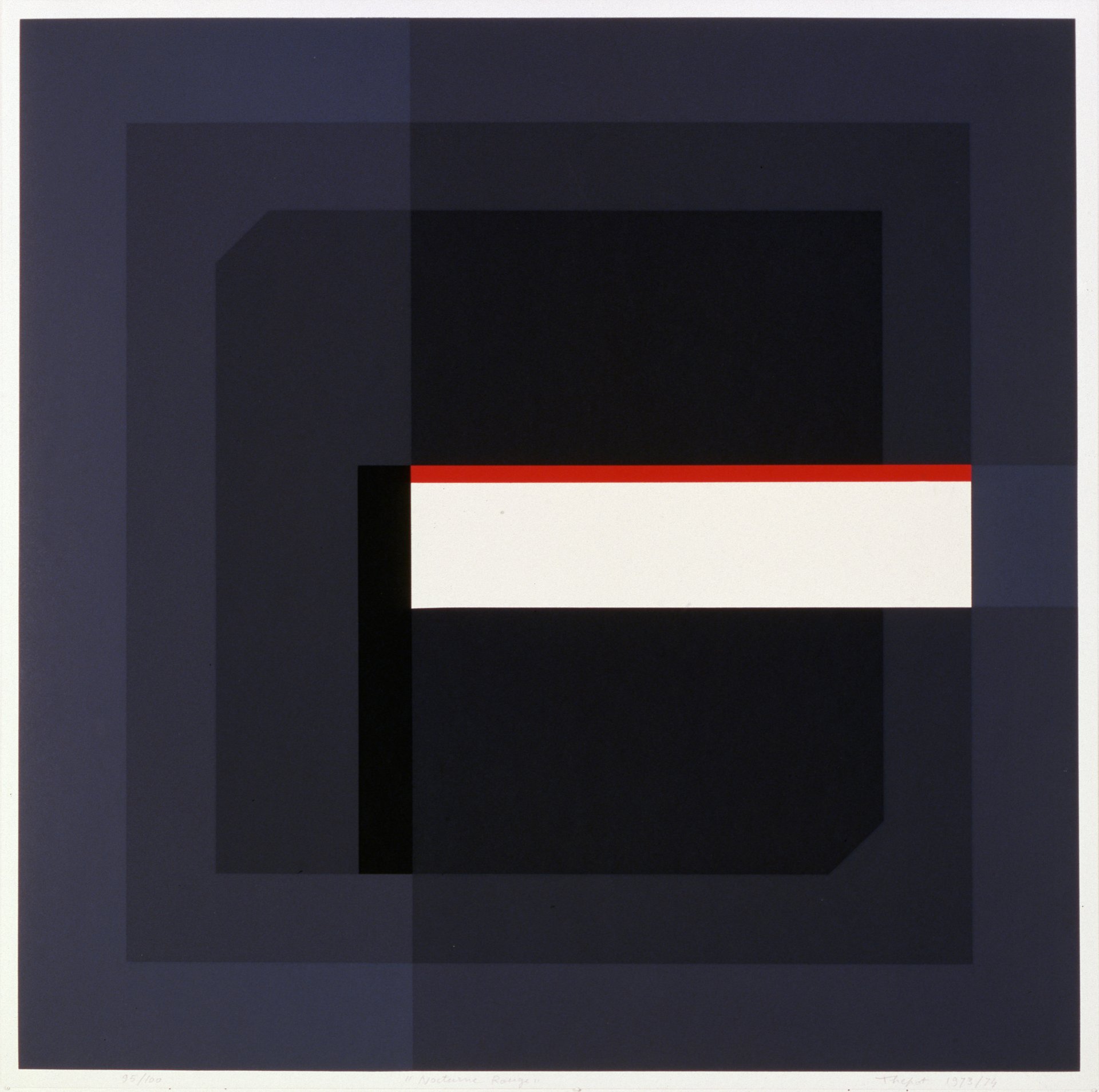 françois thépot, &quot;nocturne rouge&quot; (1973), silkscreen on paper, 60 x 60 cm