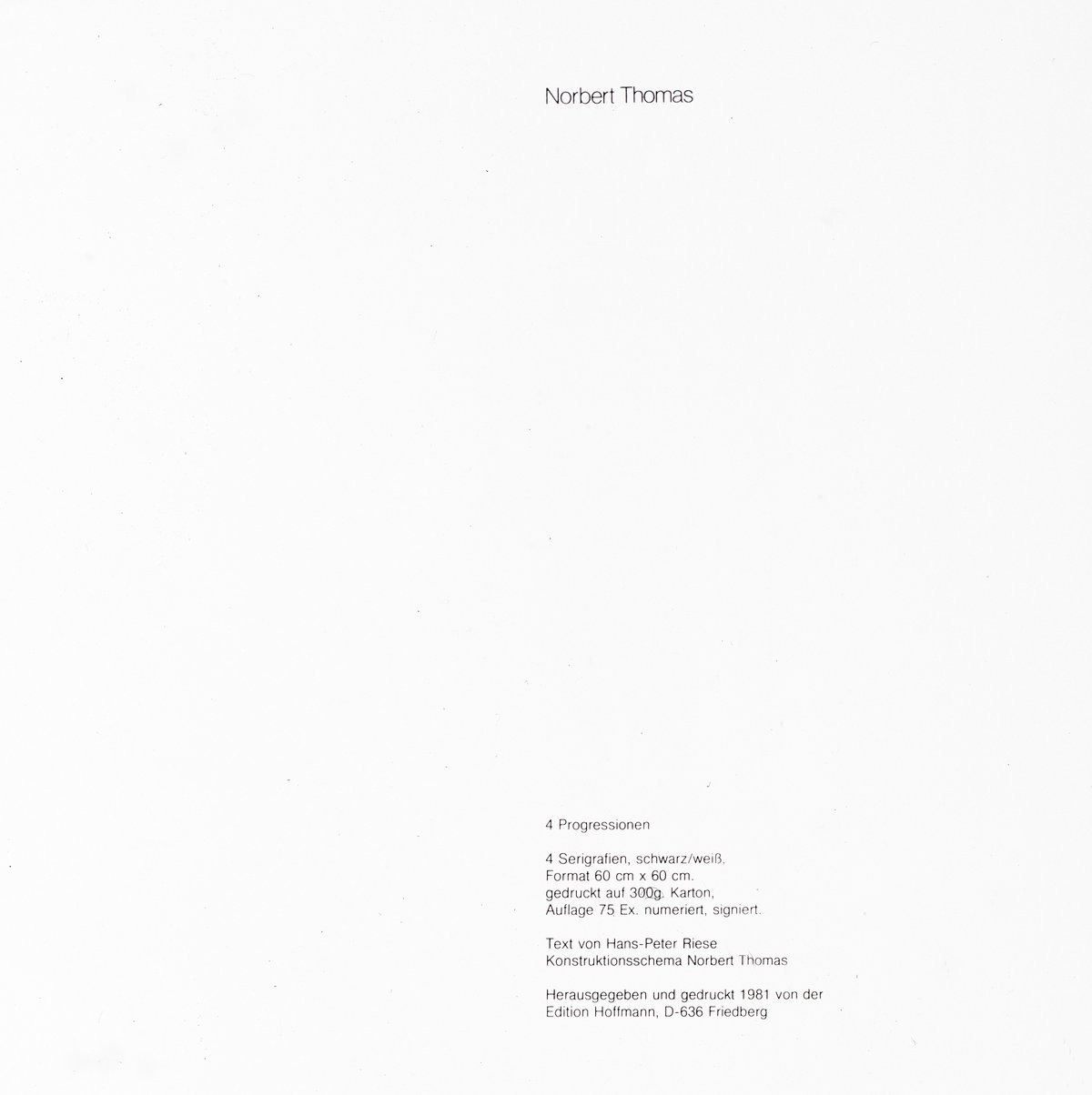 title sheet: &quot;4 progressionen&quot; (1981), silkscreen on paper, 60 x 60 cm