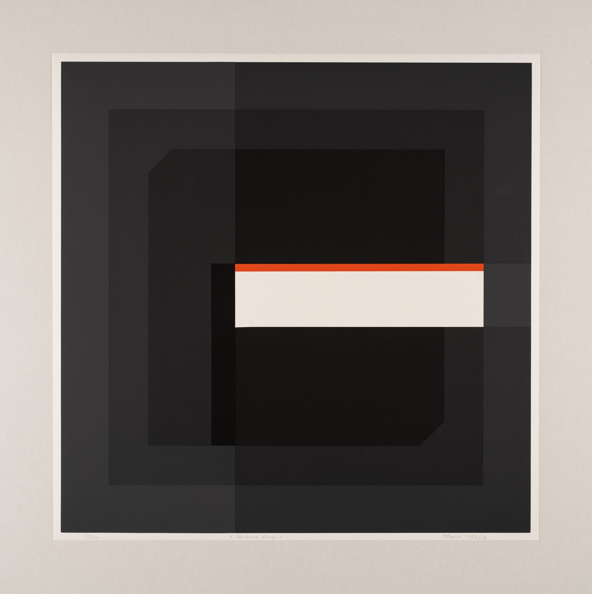 françois thépot, &quot;nocturne rouge&quot; (1973), silkscreen on paper, 60 x 60 cm