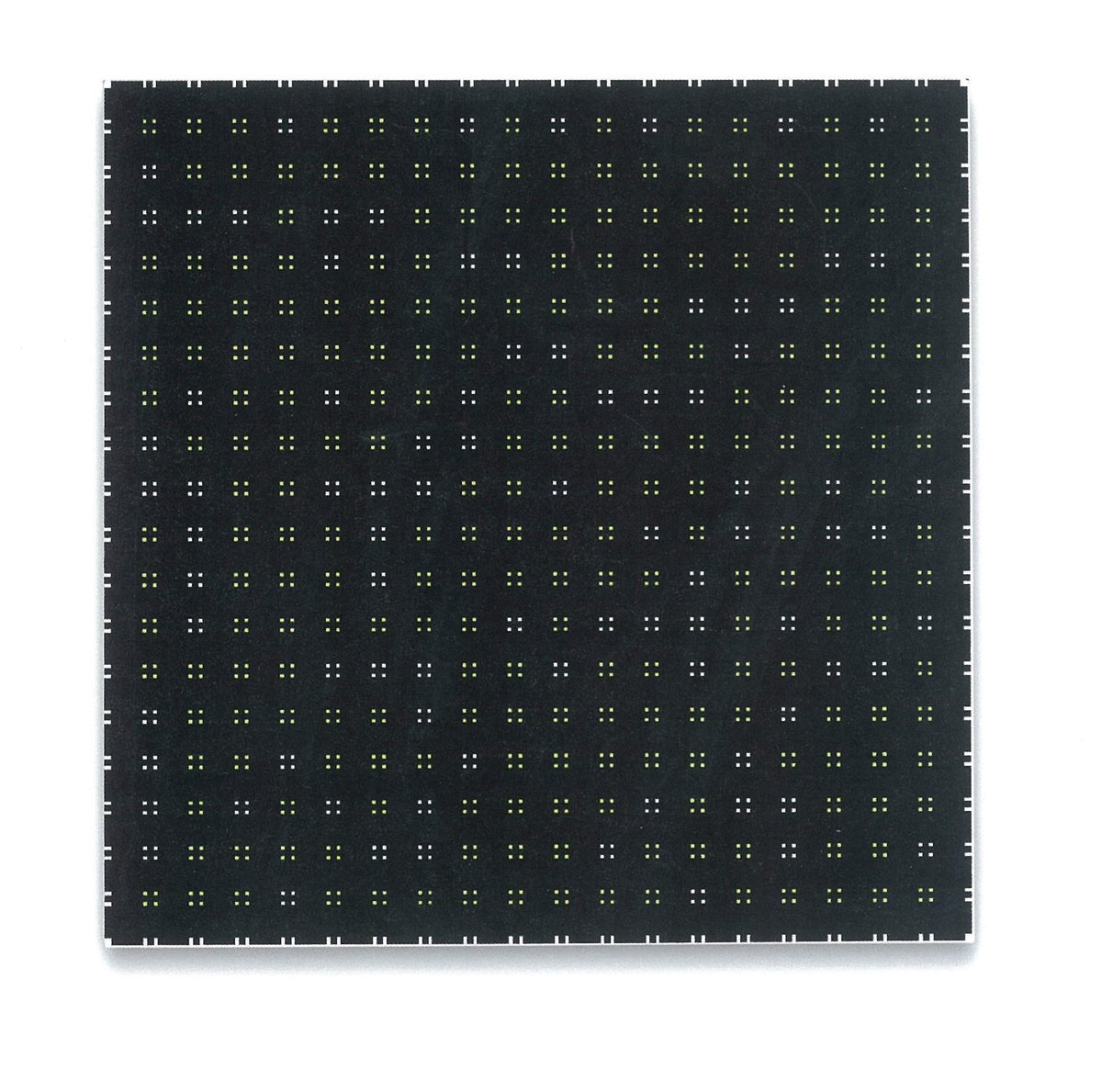 painting, white and yellow dots on black