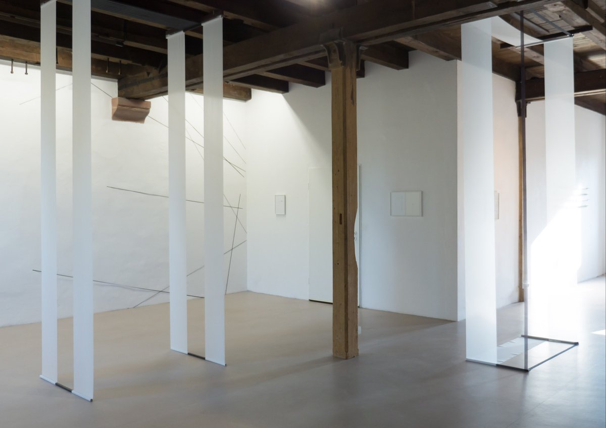 view of installation from &quot;gisela hoffmann&quot; at edition &amp; galerie hoffmann, &quot;durchsicht IV&quot; (2018), &quot;durchsicht II&quot; (1999/2018)