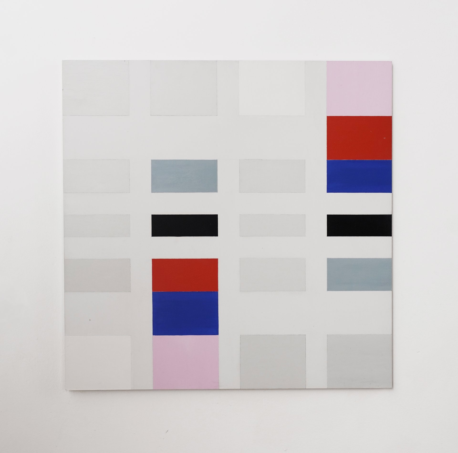 gudrun piper, &quot;strukturfolge im quadrat a&quot; (1993), oilpaint and acrylic paint on wood, 60 x 60 cm