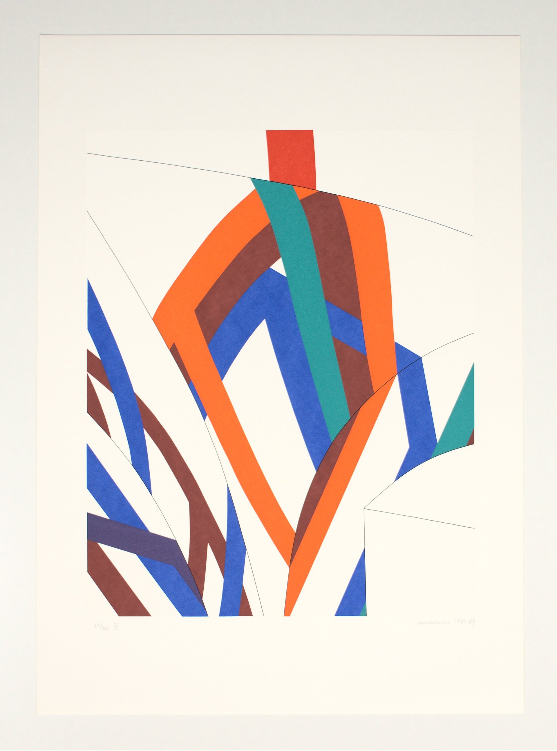 “raumteil (sekundär-) quasibild” (1984), silkscreen on laid paper, 70 x 50 cm