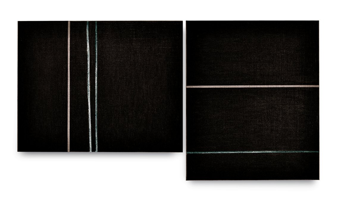 &quot;dingdong 2&quot; (2011, two-part), pigment on canvas, 50 x 60 cm &amp; 60 x 50 cm